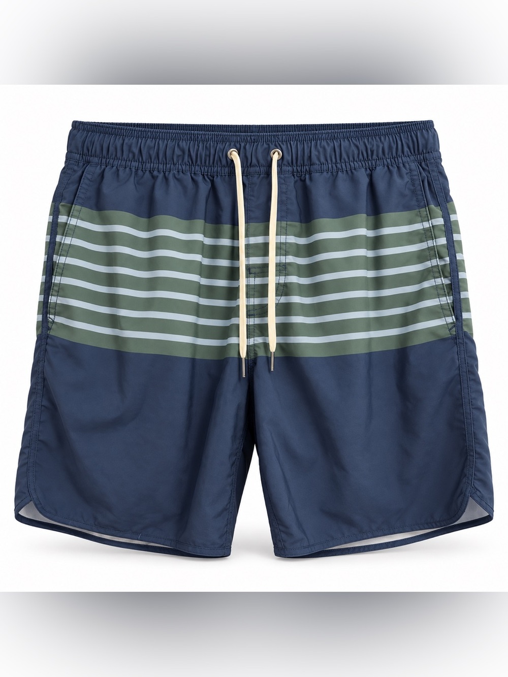 Fair Harbor Men’s The Anchor Performance Lined Swim Trunks Navy Stripe Size S